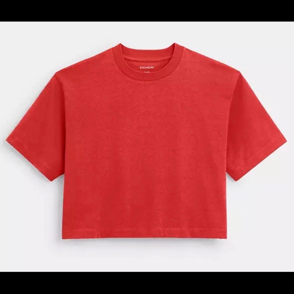 Coach Red Short Sleeve Logo Jacquard Tee - Picture 4 of 10